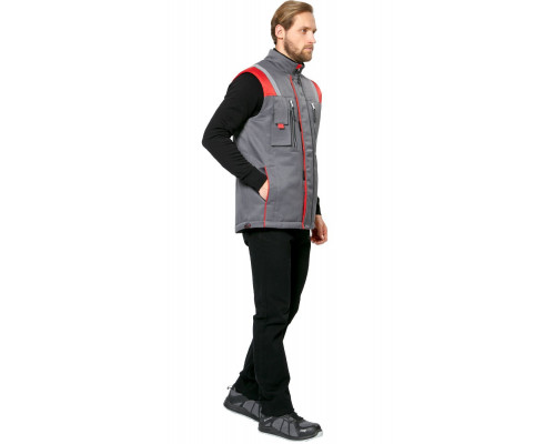 Жилет мужской утепленный рабочий "Авангард" серый-красный